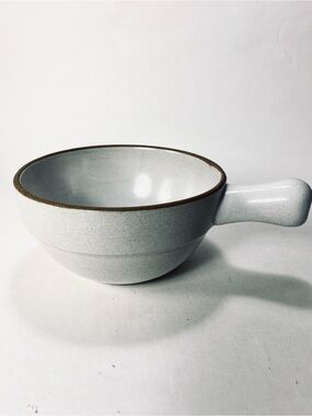 Heath Ceramics Coupe Onion Chowder Handled Soup Bowl White Brown Stoneware